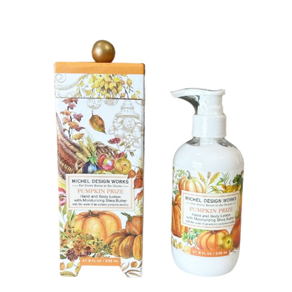NIB Michel Design Works PUMPKIN PRIZE Hand/Body Lotion wMoisturizing Shea Butter